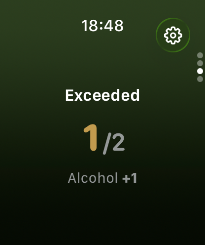Exceeded: 1 of 2 limits, Alcohol +1