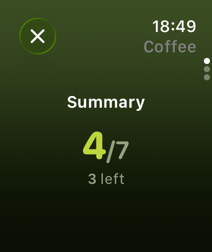 Coffee summary: 4 of 7, 3 left
